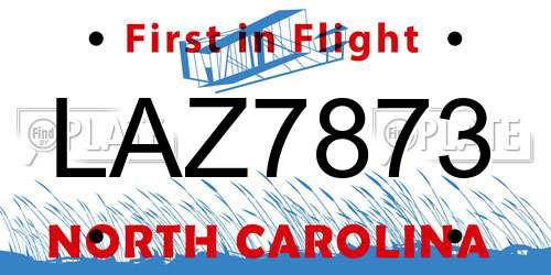 LAZ7873 North Carolina License Plate