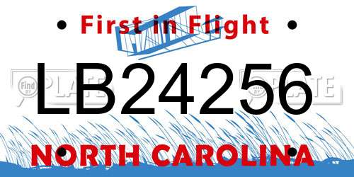 LB24256 North Carolina License Plate