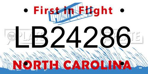 LB24286 North Carolina License Plate