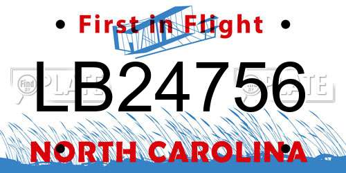 LB24756 North Carolina License Plate