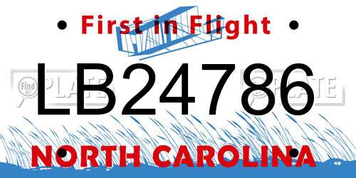LB24786 North Carolina License Plate