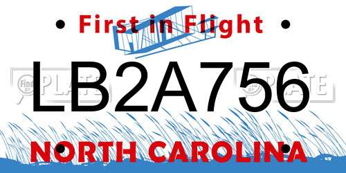 LB2A756 North Carolina License Plate