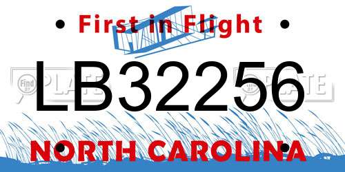 LB32256 North Carolina License Plate