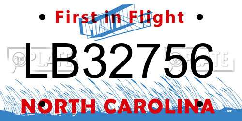 LB32756 North Carolina License Plate