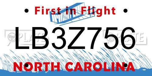LB3Z756 North Carolina License Plate