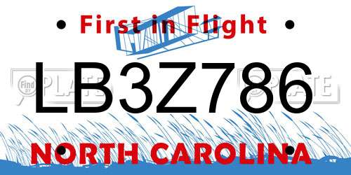 LB3Z786 North Carolina License Plate
