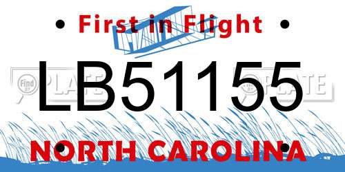 LB51155 North Carolina License Plate