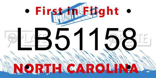 LB51158 North Carolina License Plate