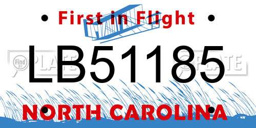LB51185 North Carolina License Plate