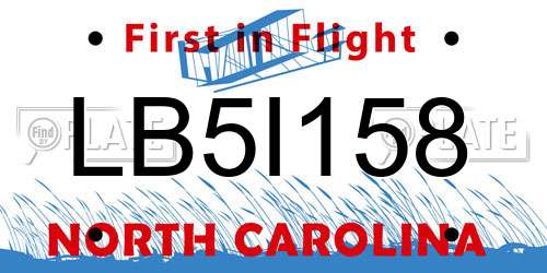 LB5I158 North Carolina License Plate