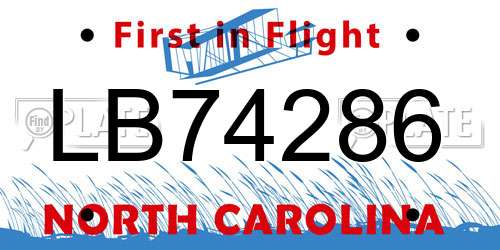 LB74286 North Carolina License Plate