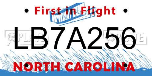 LB7A256 North Carolina License Plate