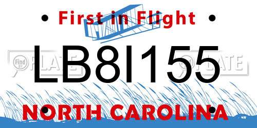 LB8I155 North Carolina License Plate