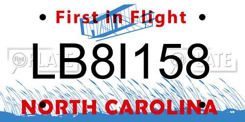 LB8I158 North Carolina License Plate