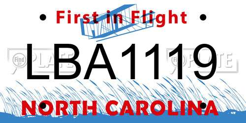 LBA1119 North Carolina License Plate