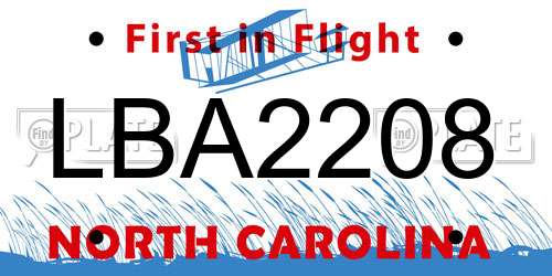 LBA2208 North Carolina License Plate