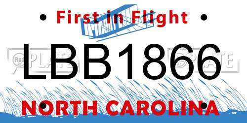 LBB1866 North Carolina License Plate