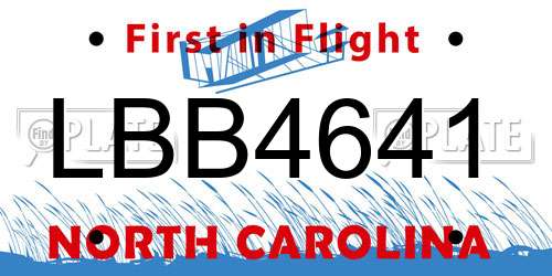 LBB4641 North Carolina License Plate