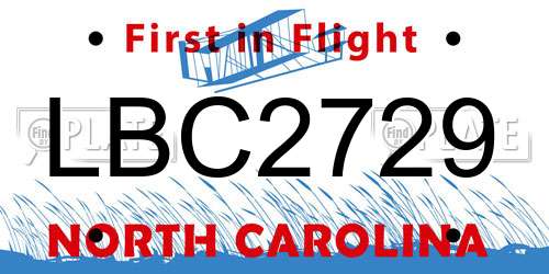 LBC2729 North Carolina License Plate