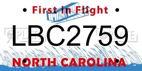 LBC2759 North Carolina License Plate