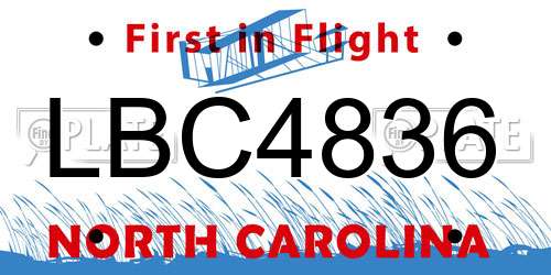 LBC4836 North Carolina License Plate