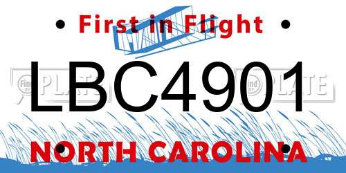 LBC4901 North Carolina License Plate