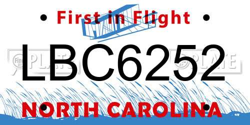 LBC6252 North Carolina License Plate