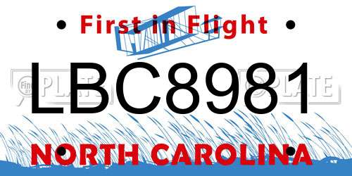 LBC8981 North Carolina License Plate