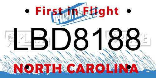 LBD8188 North Carolina License Plate