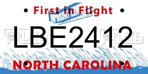 LBE2412 North Carolina License Plate