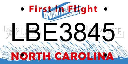 LBE3845 North Carolina License Plate
