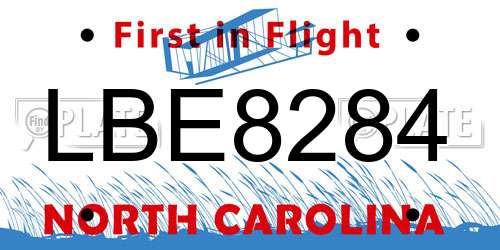 LBE8284 North Carolina License Plate