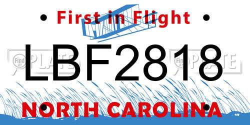 LBF2818 North Carolina License Plate