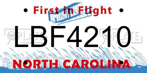 LBF4210 North Carolina License Plate