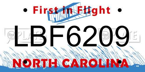 LBF6209 North Carolina License Plate