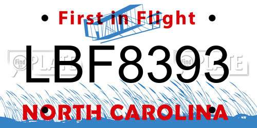 LBF8393 North Carolina License Plate