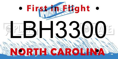 LBH3300 North Carolina License Plate