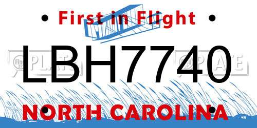 LBH7740 North Carolina License Plate