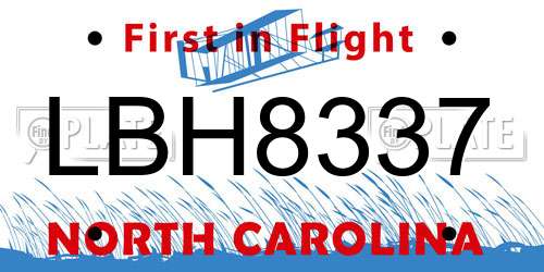 LBH8337 North Carolina License Plate