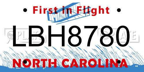 LBH8780 North Carolina License Plate