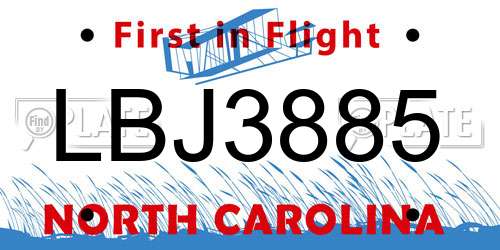 LBJ3885 North Carolina License Plate