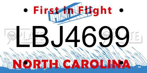LBJ4699 North Carolina License Plate