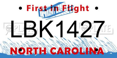 LBK1427 North Carolina License Plate