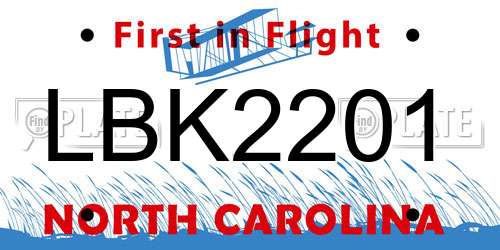 LBK2201 North Carolina License Plate