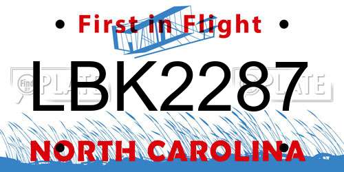 LBK2287 North Carolina License Plate