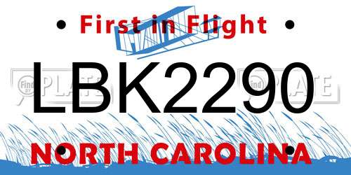 LBK2290 North Carolina License Plate