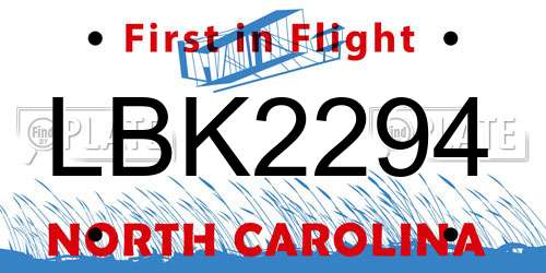 LBK2294 North Carolina License Plate