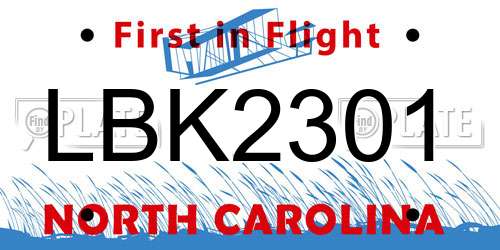 LBK2301 North Carolina License Plate