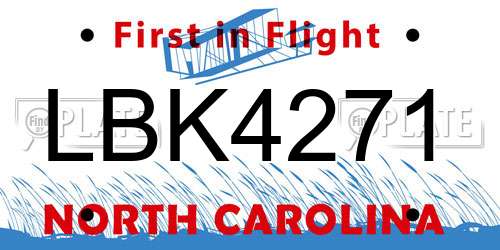LBK4271 North Carolina License Plate