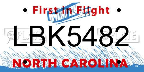 LBK5482 North Carolina License Plate